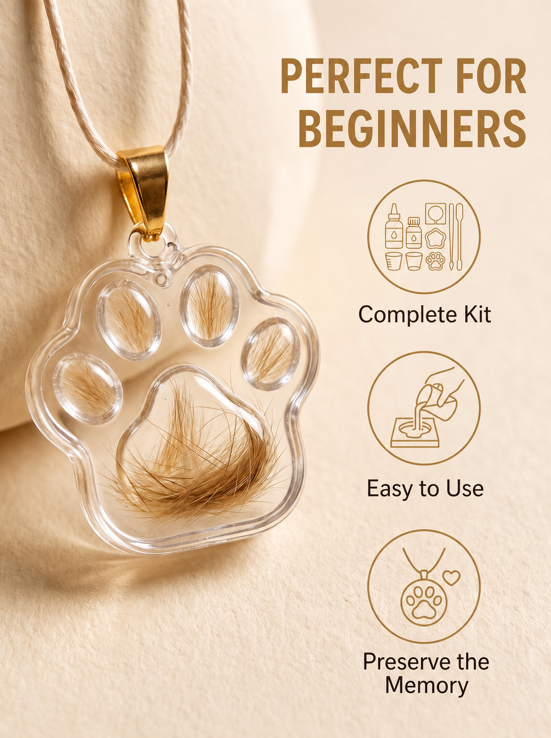 Beginner-friendly paw-shaped pet hair keepsake example